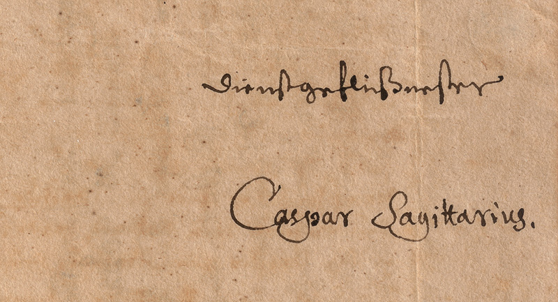 Sagittarius, Caspar: Brief 1675 an Johannes Lader
