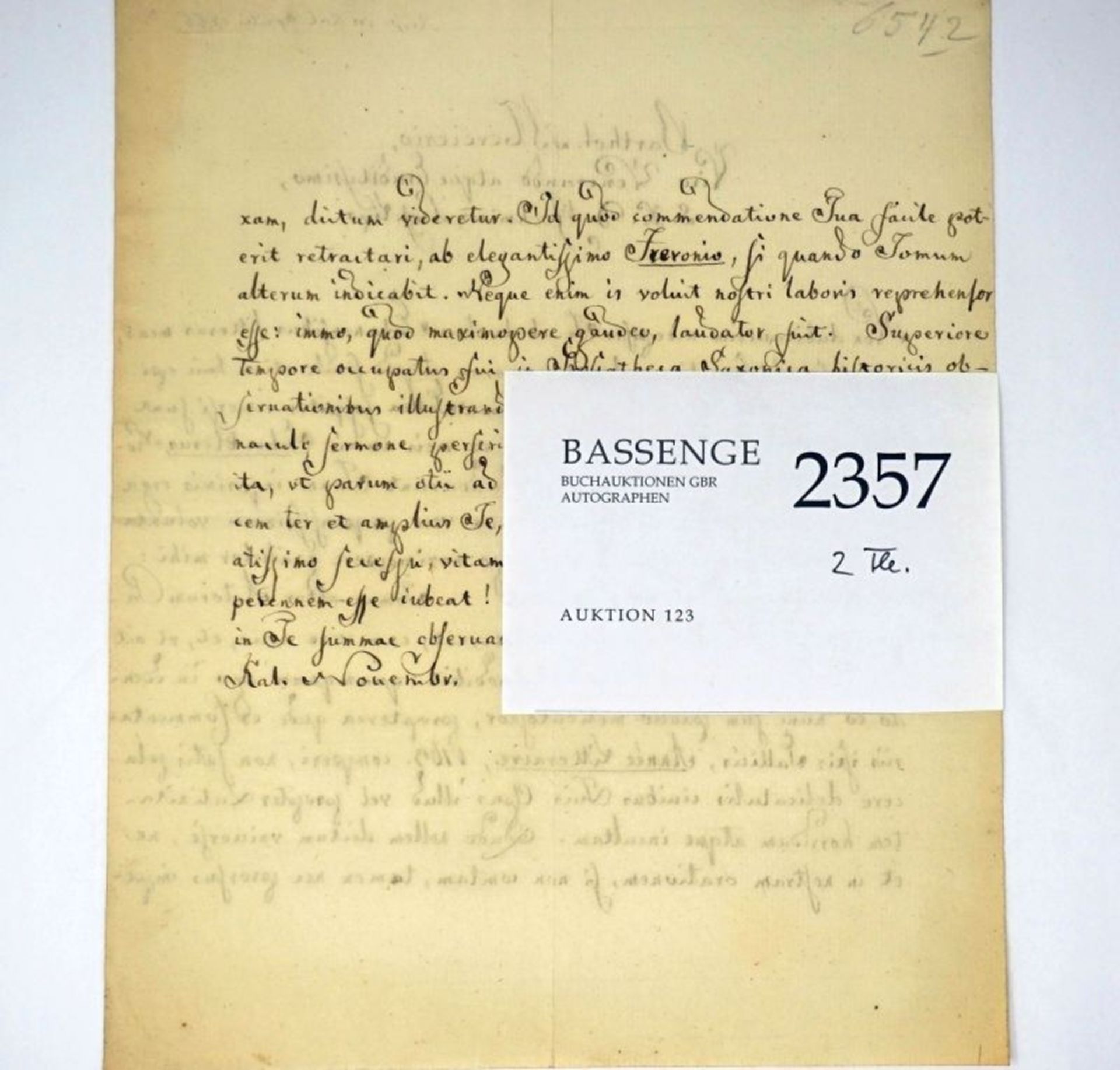 Böhme, Johann Gottlob: Brief 1765 an Mercieri