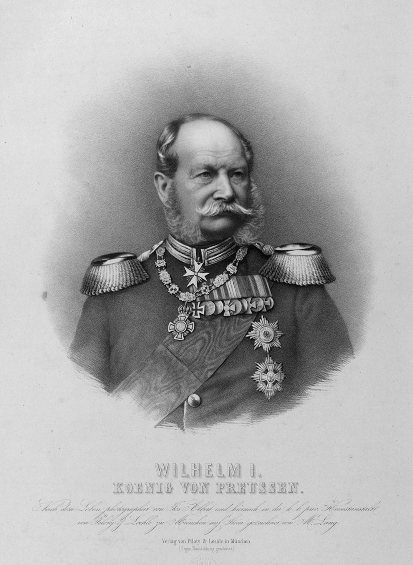 Wilhelm I., Deutscher Kaiser: Zwei Porträts in Lithographie + 2 weitere