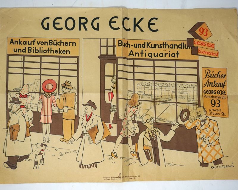 Flemig, Kurt: Georg Ecke. Buch- und Kunsthandlung. Antiquariat. Farbig...