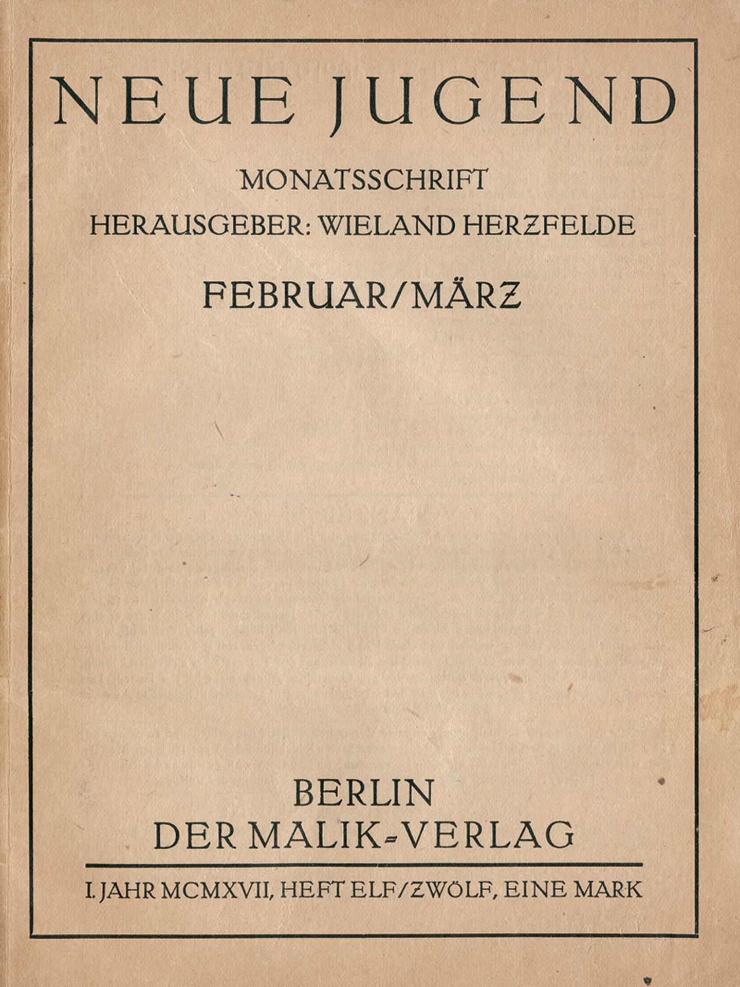 Neue Jugend: Monatsschrift, Doppelnummer Februar-März 1917