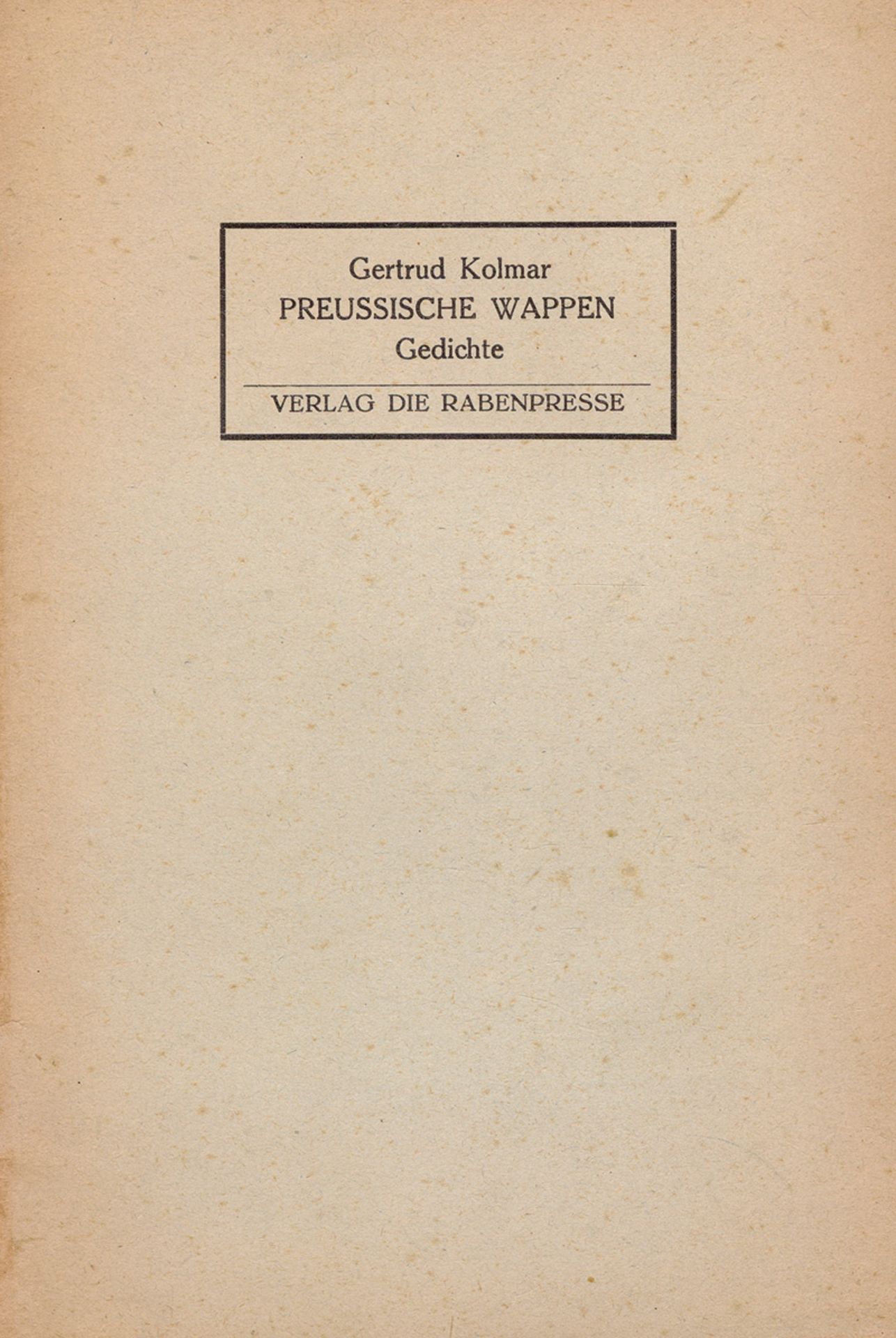 Kolmar, Gertrud: Preussische Wappen