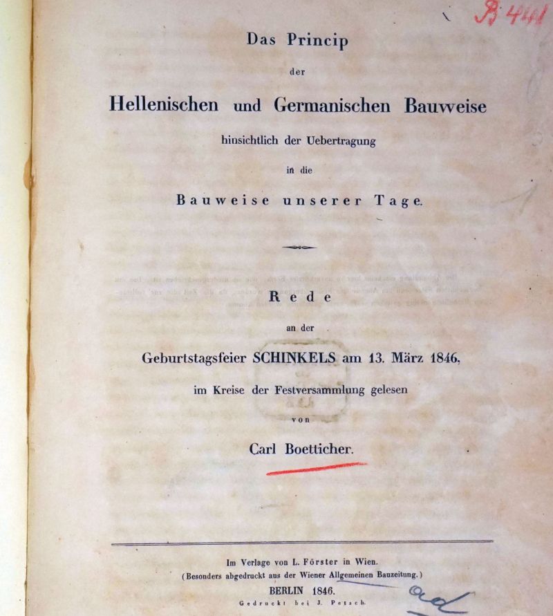 Bötticher, Carl: Das Princip der Hellenischen und Germanischen Bauweise