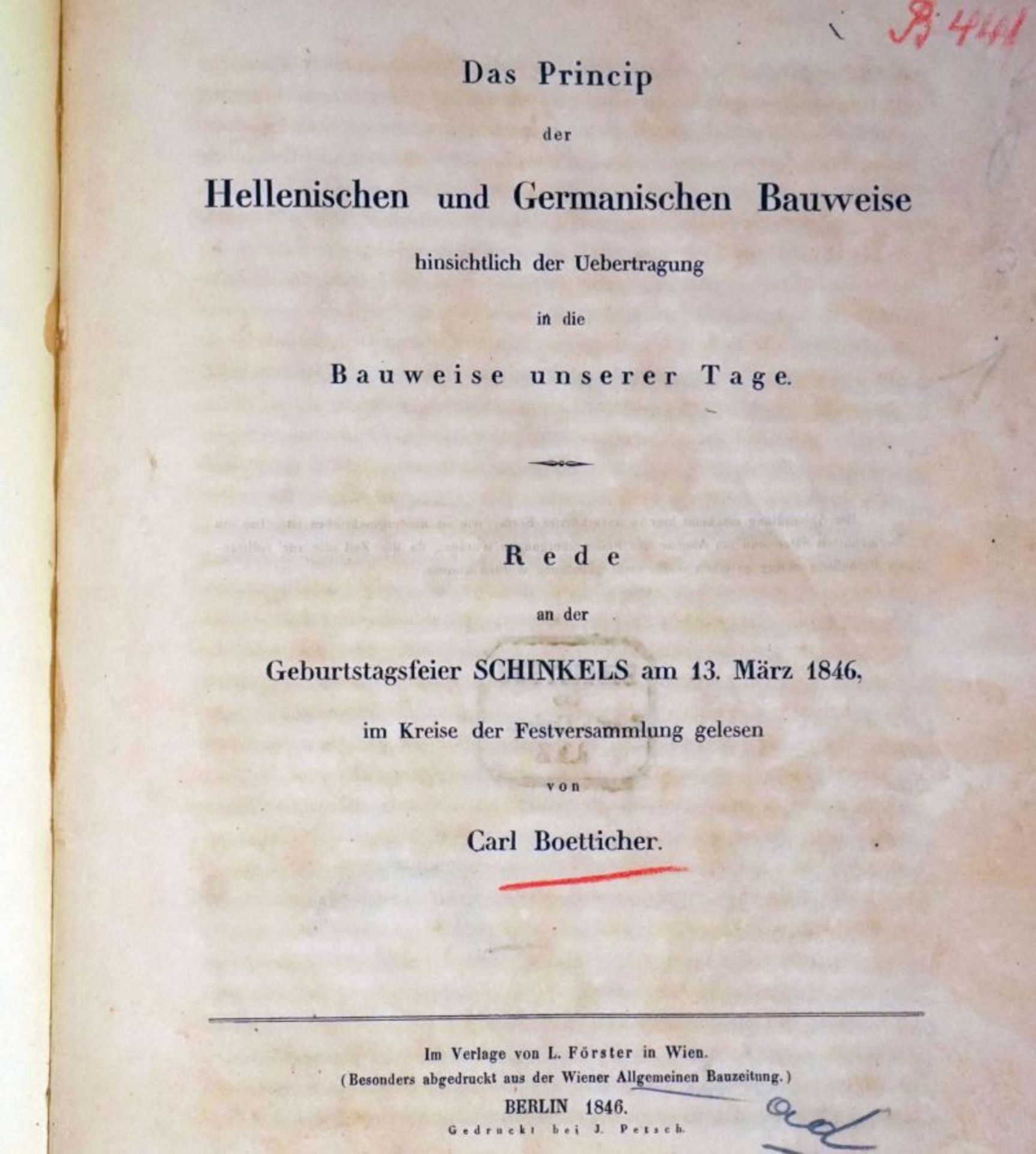 Bötticher, Carl: Das Princip der Hellenischen und Germanischen Bauweise 