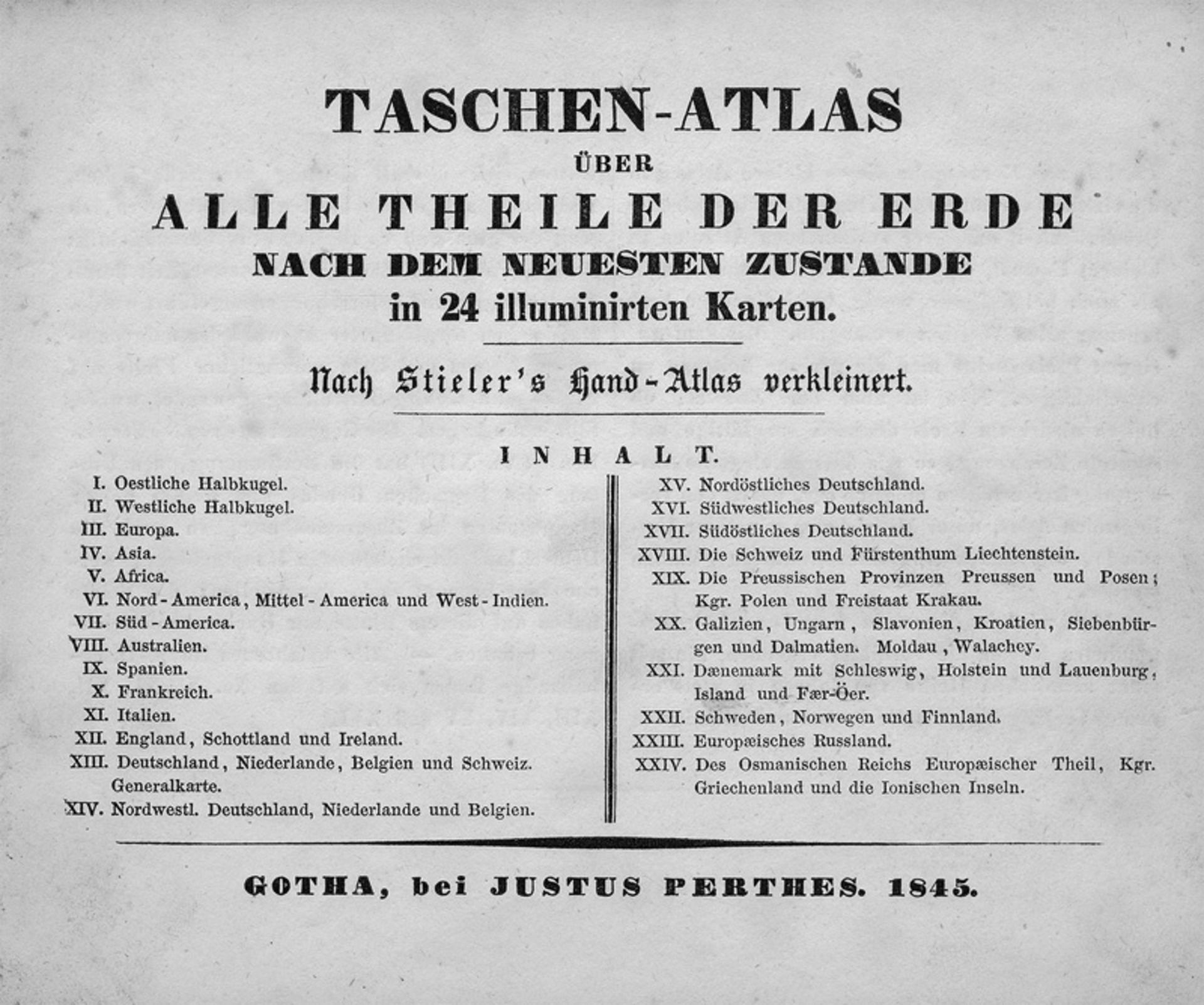 Stieler, Adolf: Taschen-Atlas. Über alle Theile der Erde