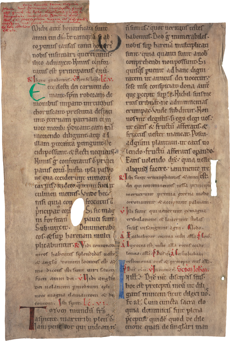 Officium: Einzelblatt einer lateinischen Handschrift auf Pergament...