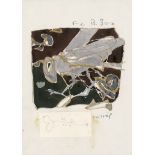 Hussel, Horst: Fliege und Bouquet. 2 Aquarelle mit Gold, signiert