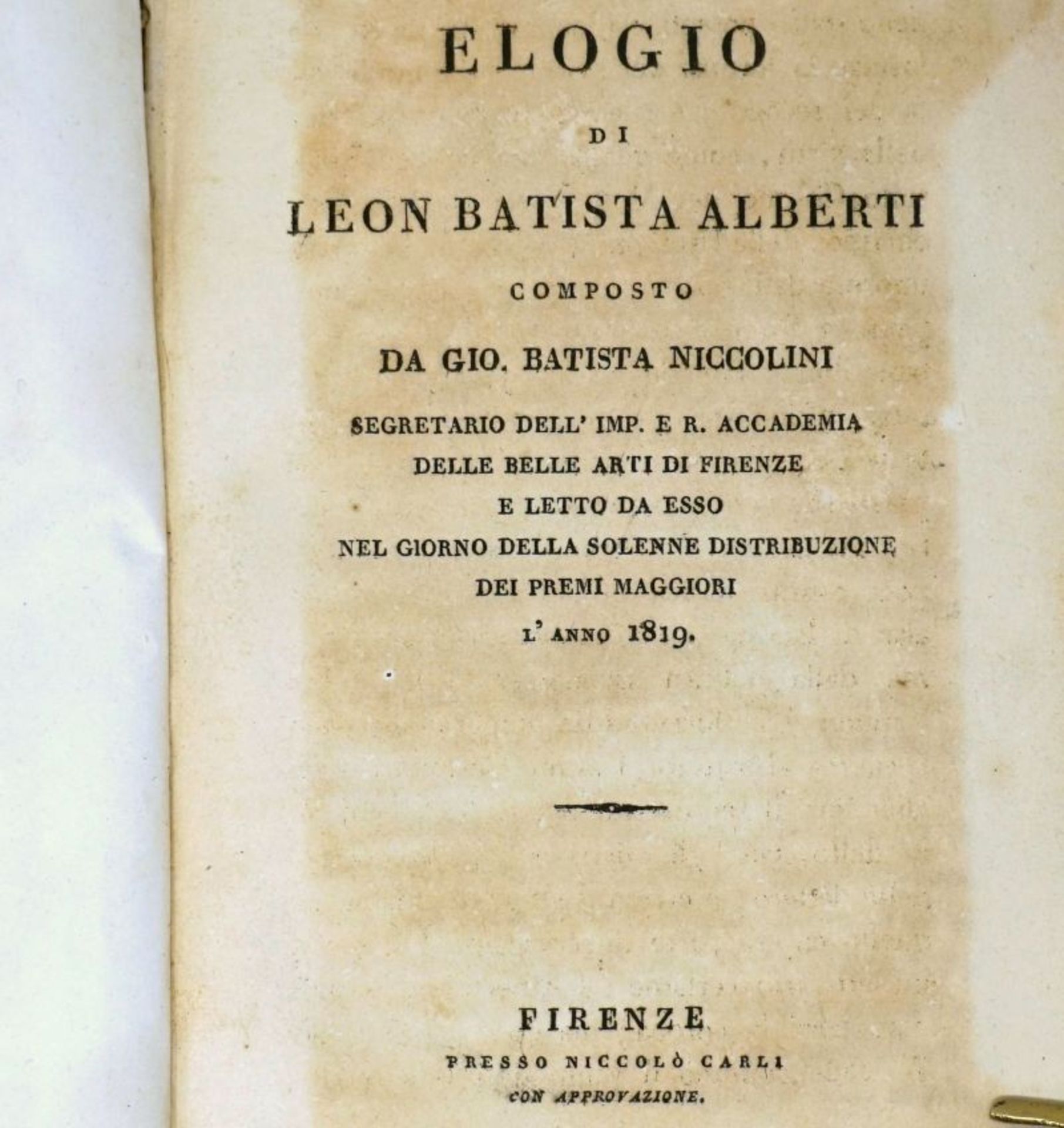 Niccolini, Giovanni Battista: Elogio di Leon Batista Alberti