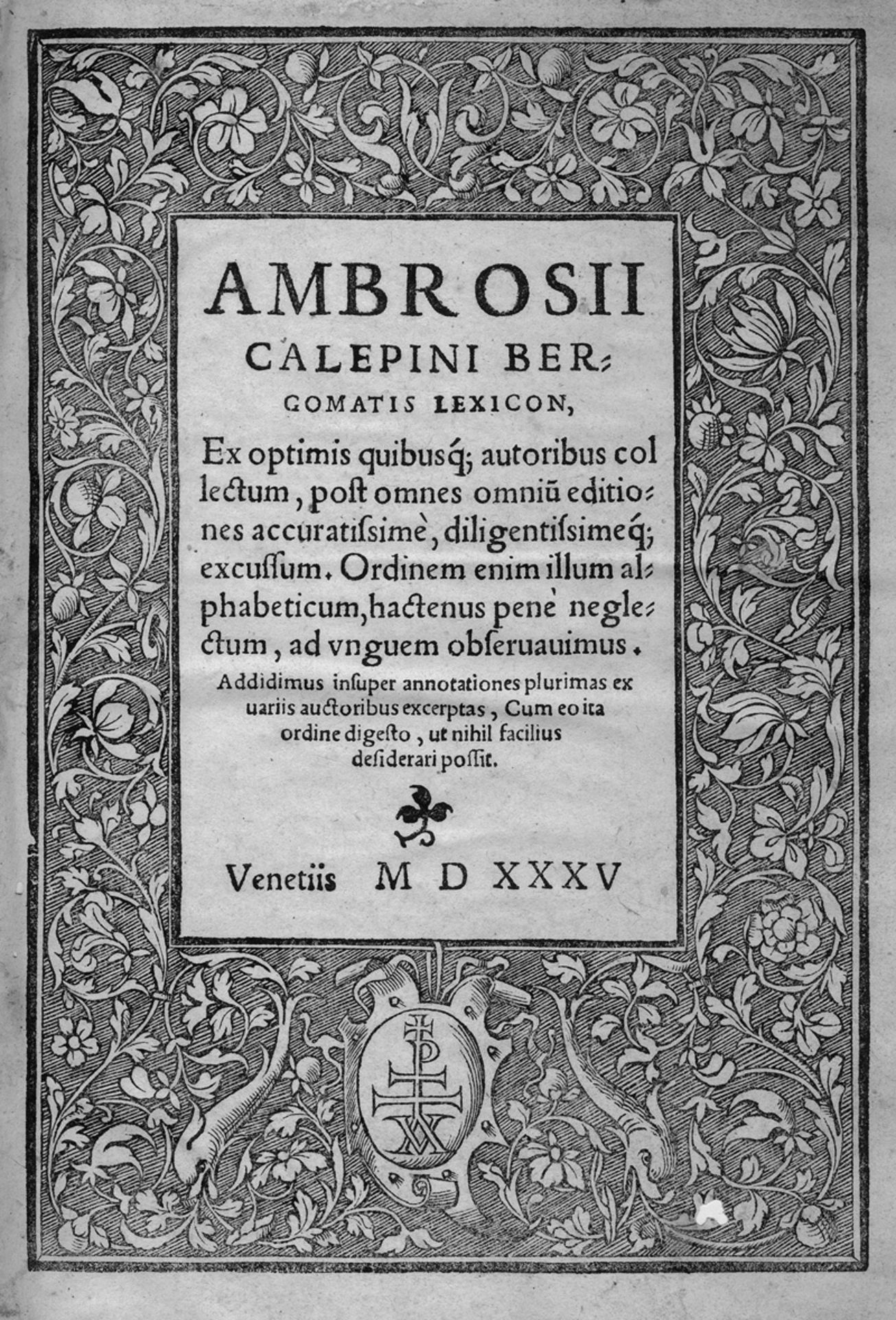 Calepino, Ambrogio: Lexicon, Ex optimis quibusque autoribus collectum