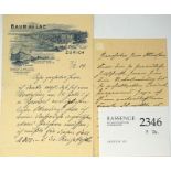 Schoenaich-Carolath, Emil Prinz von: Brief 1903 + Beigaben