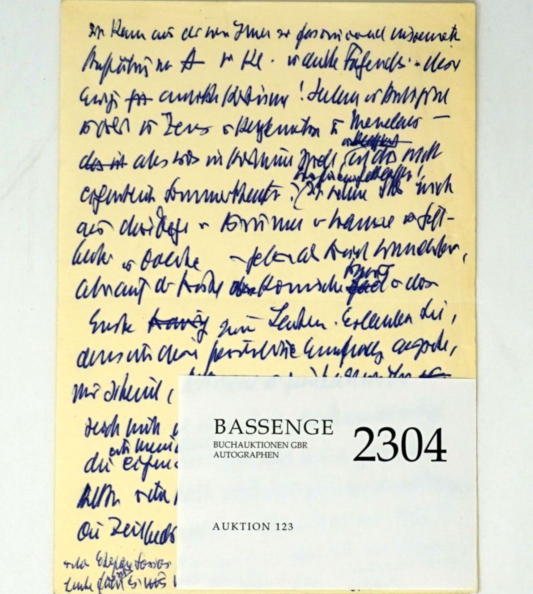 Benn, Gottfried: Manuskript-Fragment