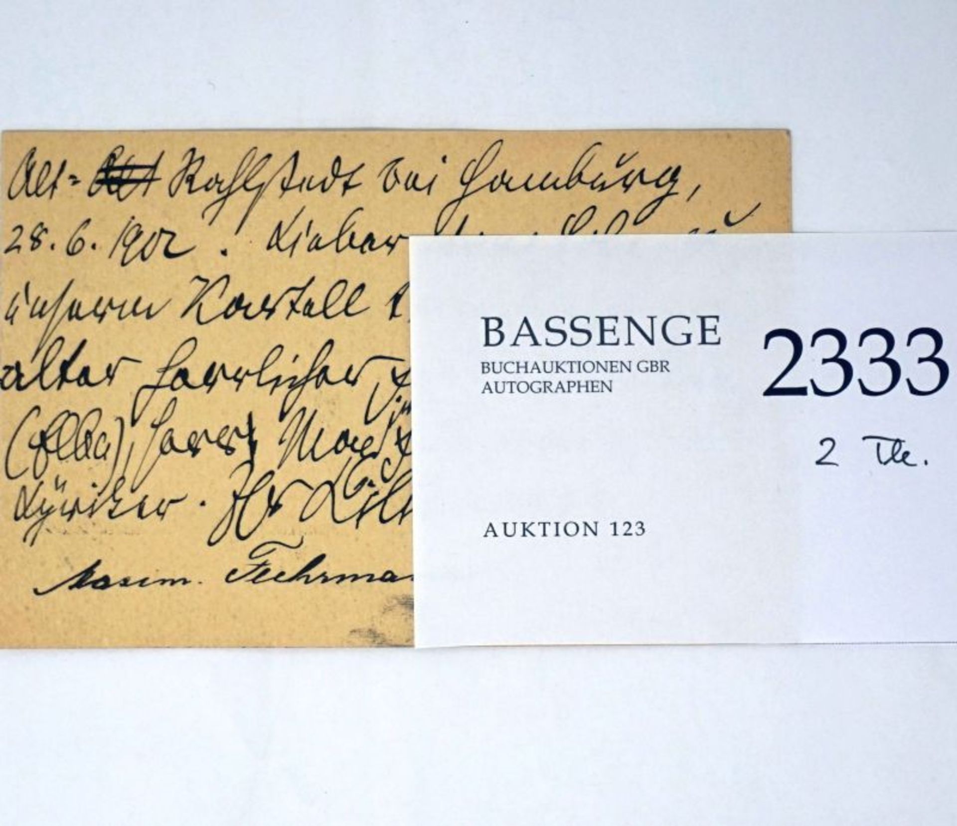 Liliencron, Detlev von: Postkarte an Arno Holz + Beigabe