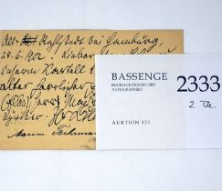 Liliencron, Detlev von: Postkarte an Arno Holz + Beigabe