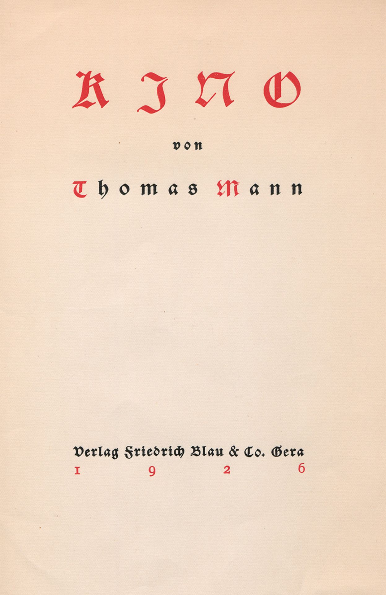 Mann, Thomas: Kino. Romanfragment