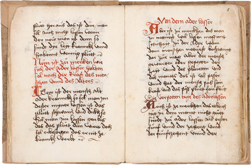 Asanger Aderlassbüchlein: Deutsche Handschrift auf Papier. 2 Traktate in 1 Band.