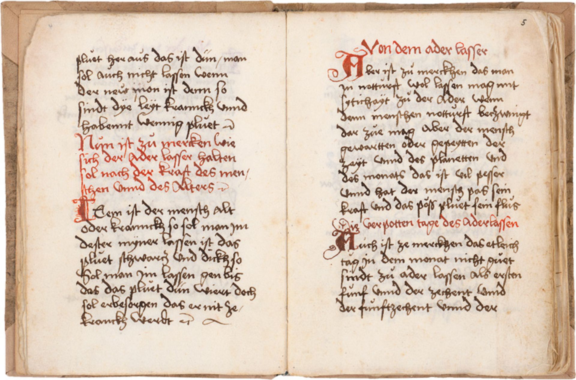 Asanger Aderlassbüchlein: Deutsche Handschrift auf Papier. 2 Traktate in 1 Band. 