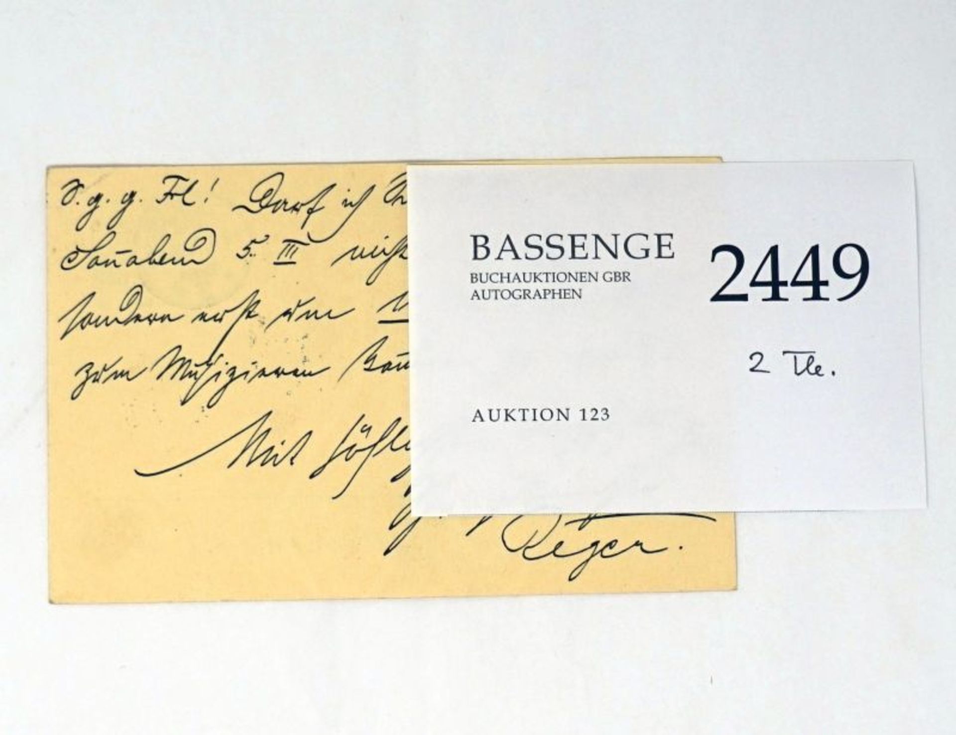 Reger, Max: Postkarte 1910 + Beilage
