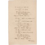Chamisso, Adelbert von: Signiertes Gedichtmanuskript