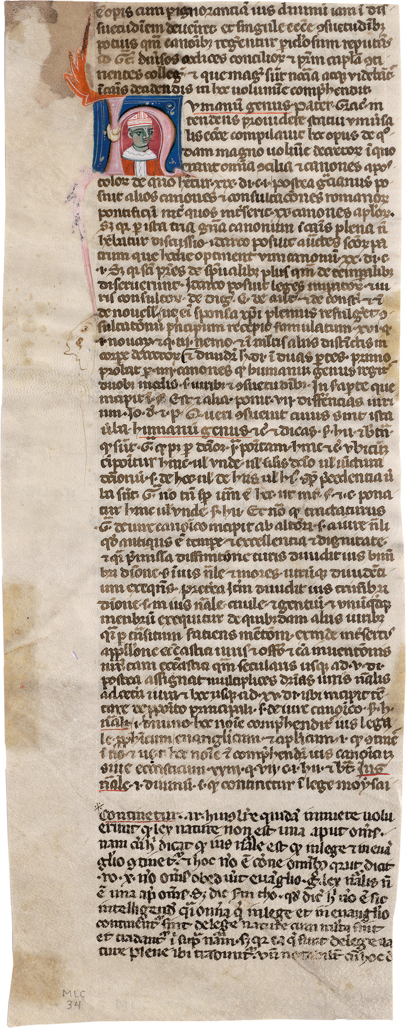 Guido da Baysio: Rosarium decretalium. Fragmentblatt einer lateinischen H...