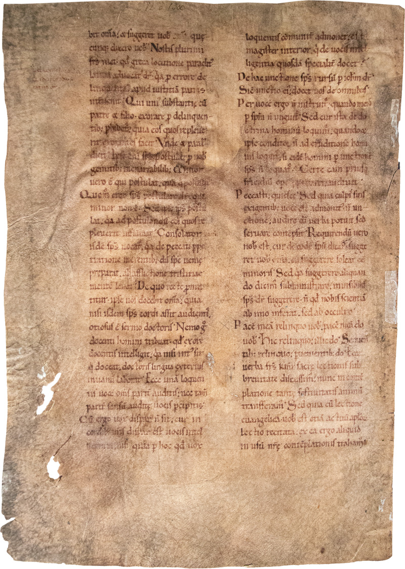 Gregor I. Papst: Homiliae in Evangelias. Einzelblatt einer lateinischen H...