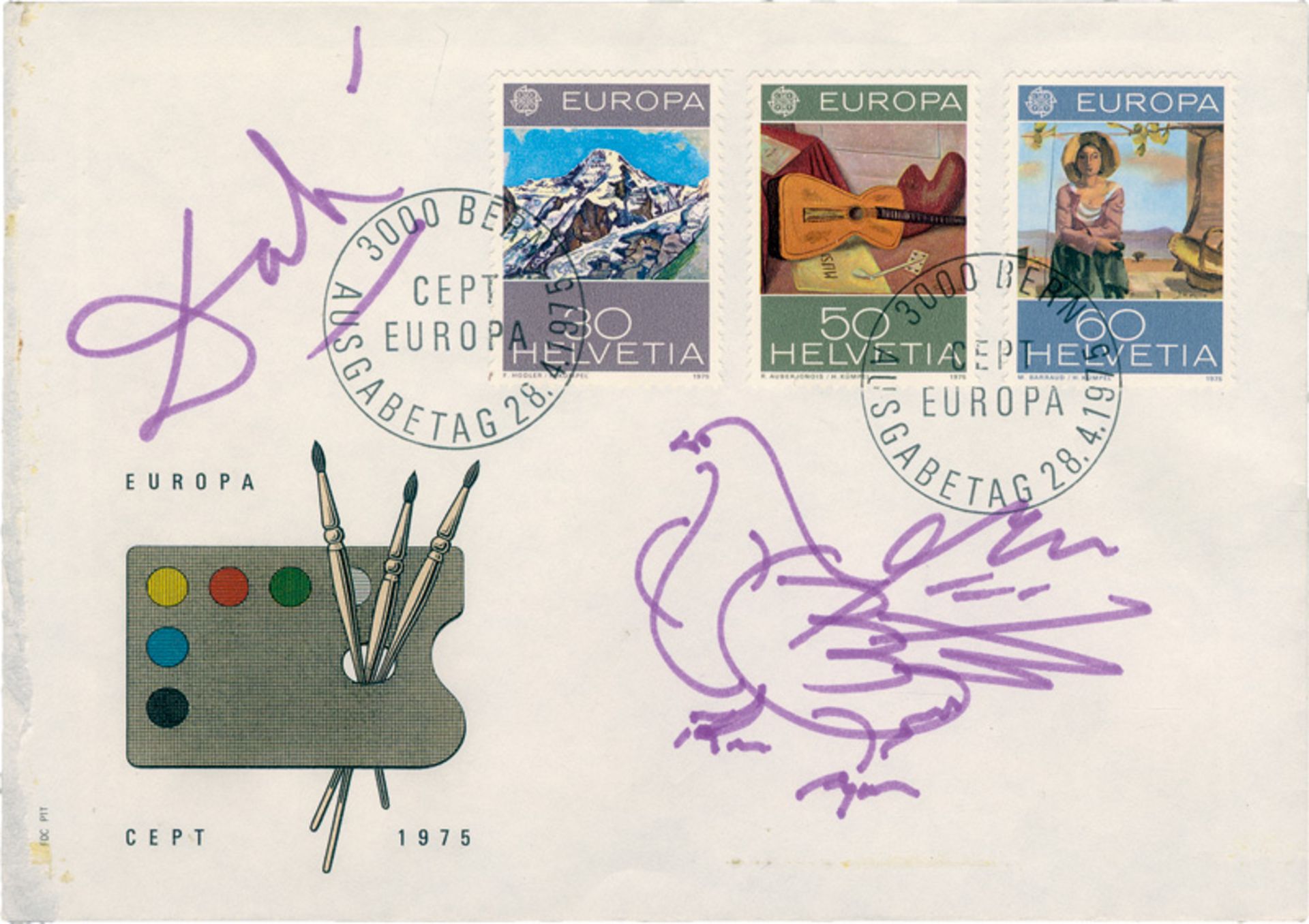 Dali, Salvador: Filzstift-Zeichnung und Signatur 1975