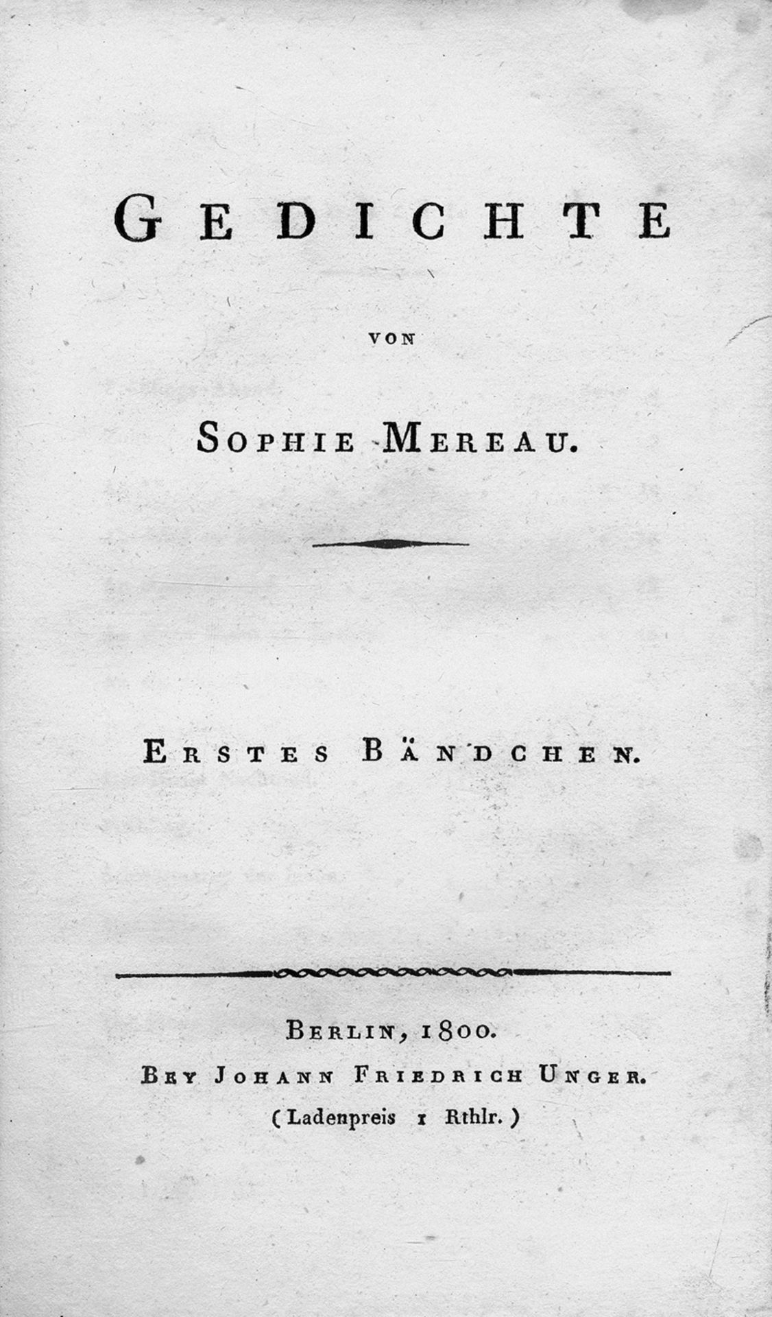 Mereau, Sophie: Gedichte + Beigabe