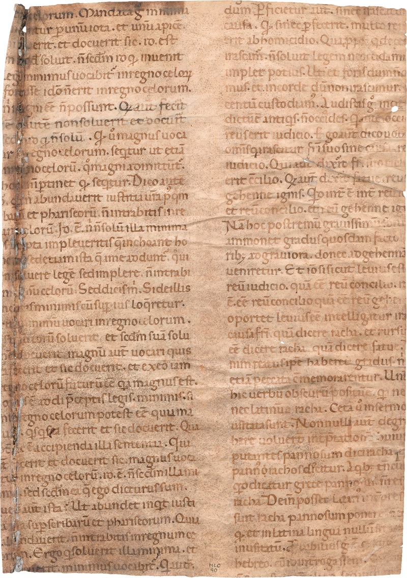 Augustinus, Aurelius: De sermone Domini in Monte. Einlzelblatt-Fragment einer ...