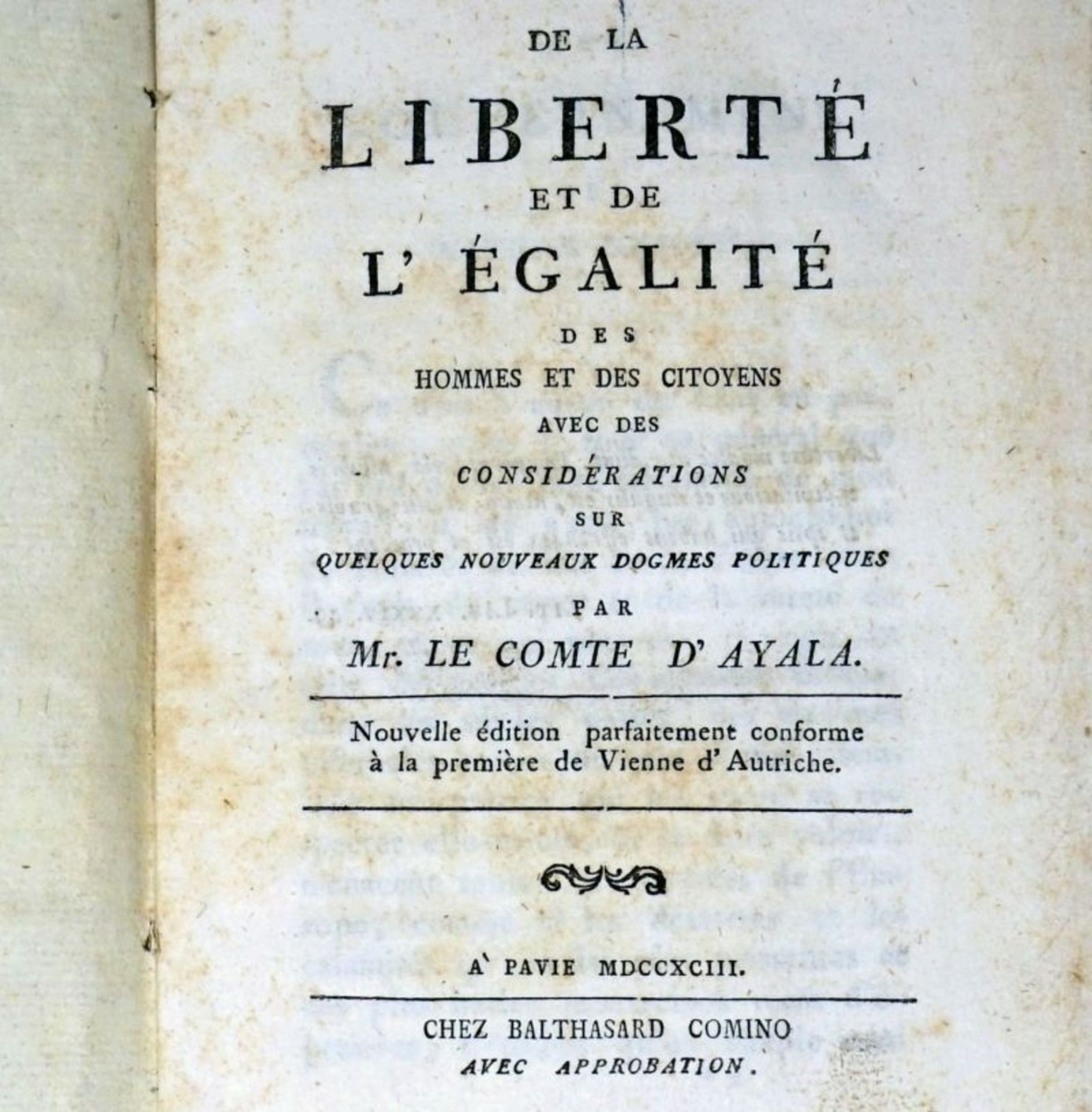 D'Ayala, Sebastiano: De la liberté et de l'égalité des hommes 