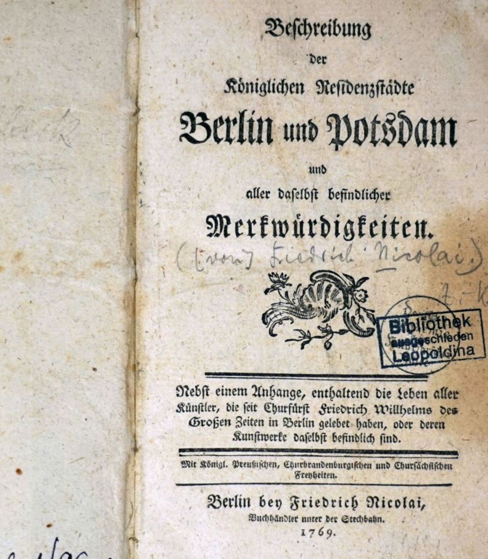 Nicolai, Friedrich: Beschreibung der Kgl. Residenzstädte Berlin und Potsdam