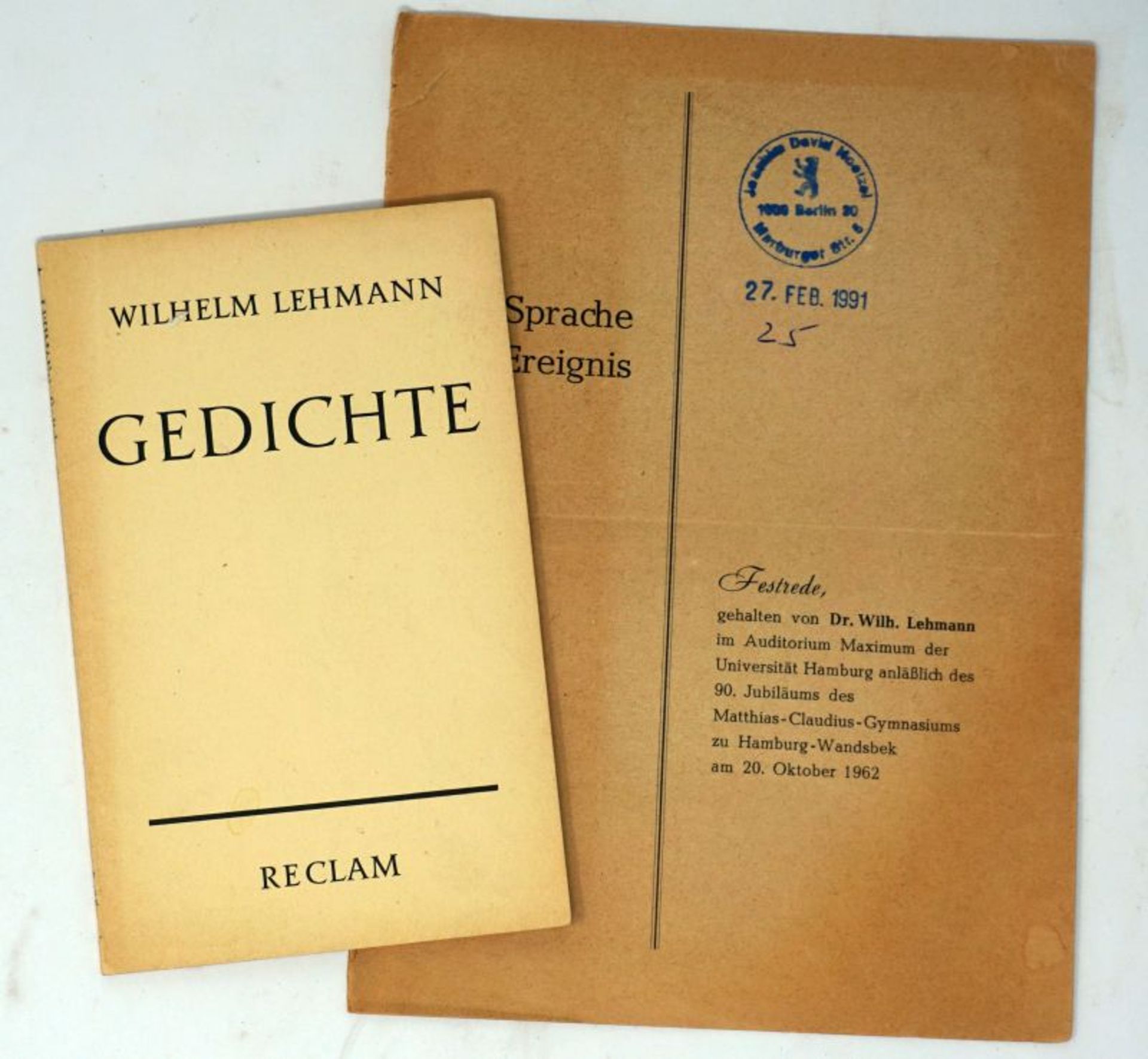 Lehmann, Wilhelm: Gedichte (Widmungsexemplar)