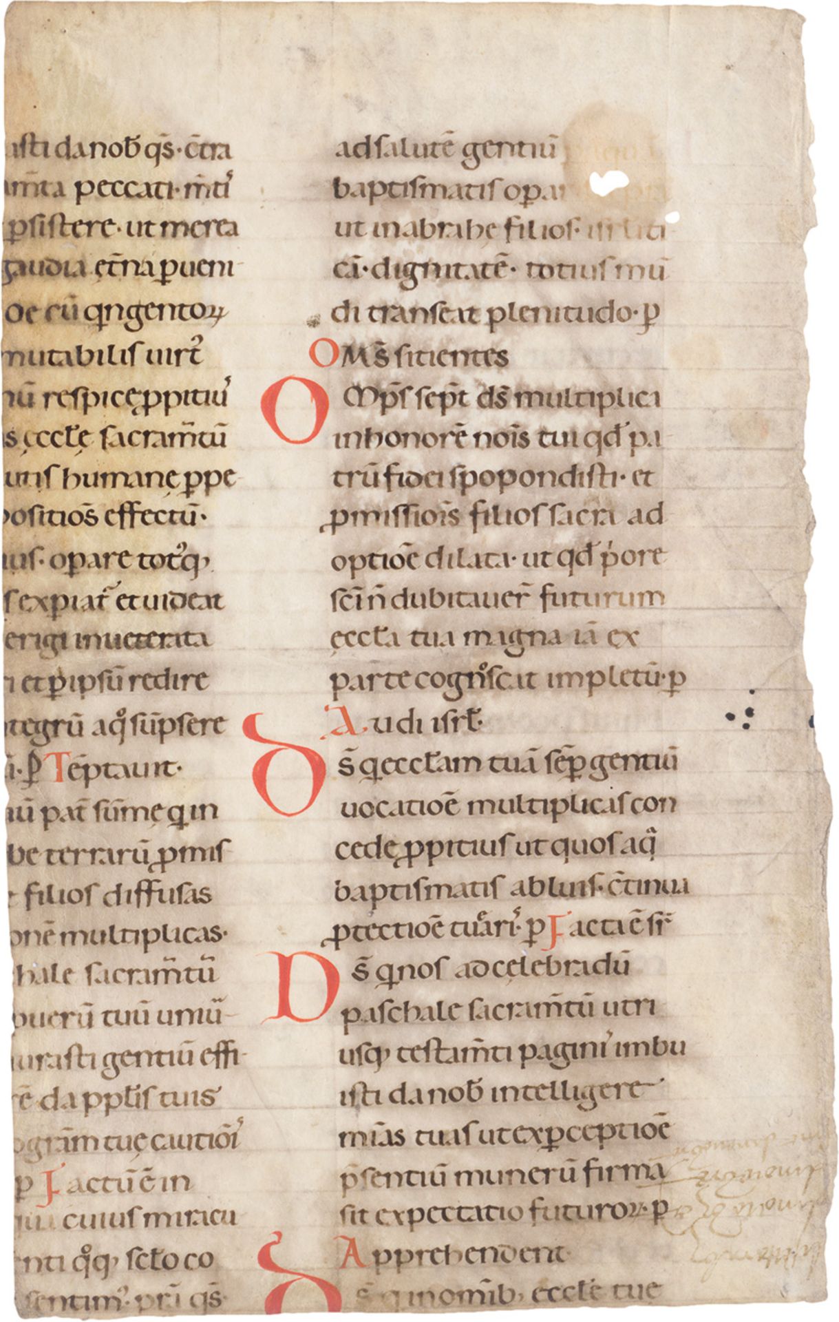 Rituale Romanum: Rituale Romanum. Fragment eines Blattes aus einer latein...