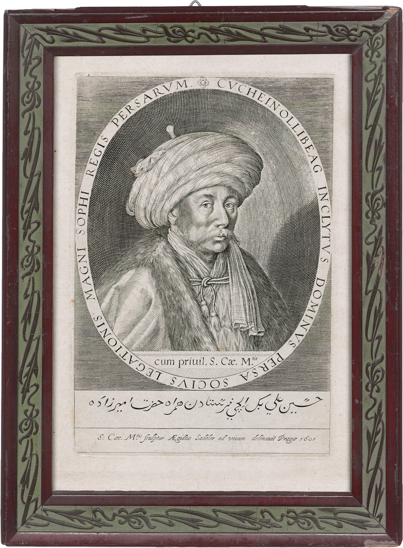 Sadeler, Johannes: Hossein Ali Beg Bayat. Porträt in Kupferstich. - Image 2 of 2