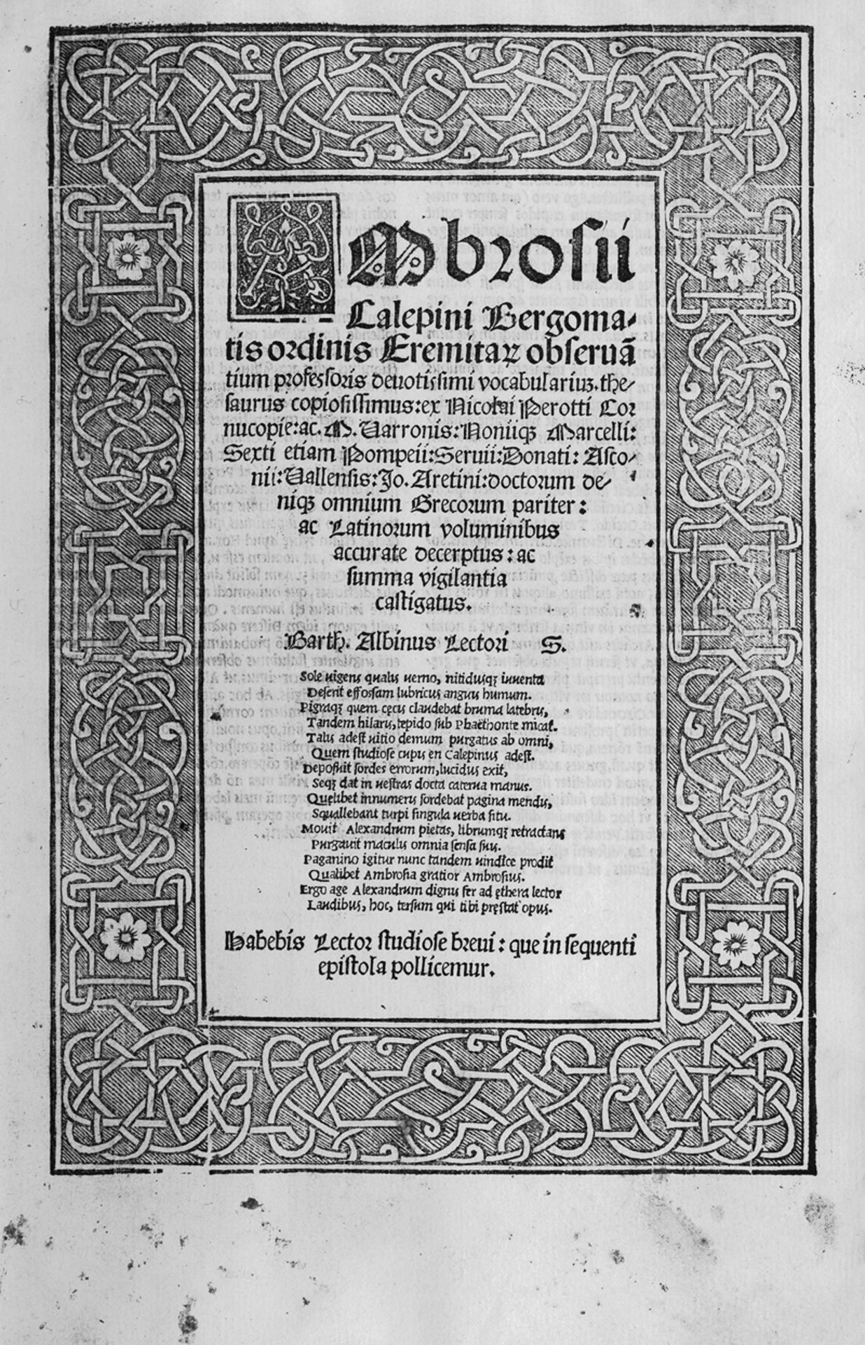 Calepino, Ambrogio: Vocabularium