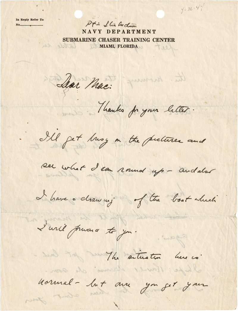Kennedy, John F.: Eigenhändiger Brief 1944