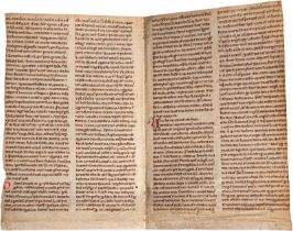 Sermones in prophetas: Doppelblatt einer lateinischen Handschrift auf Pergament...