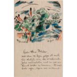 Jacobi, Rudolf: Brief 1919 mit Aquarell