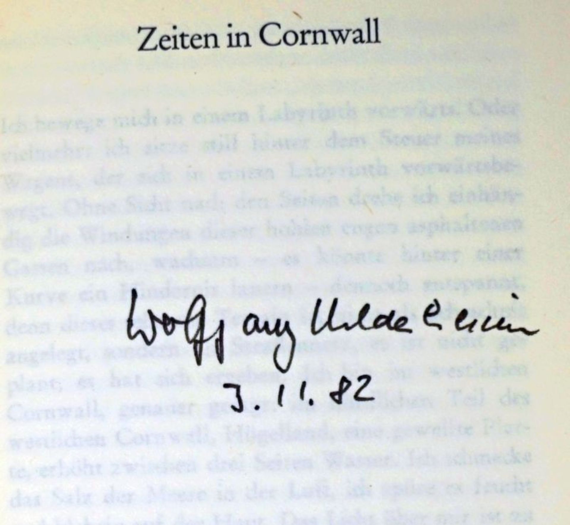 Hildesheimer, Wolfgang: Zeiten in Cornwall. (Mit Verfassersignatur)