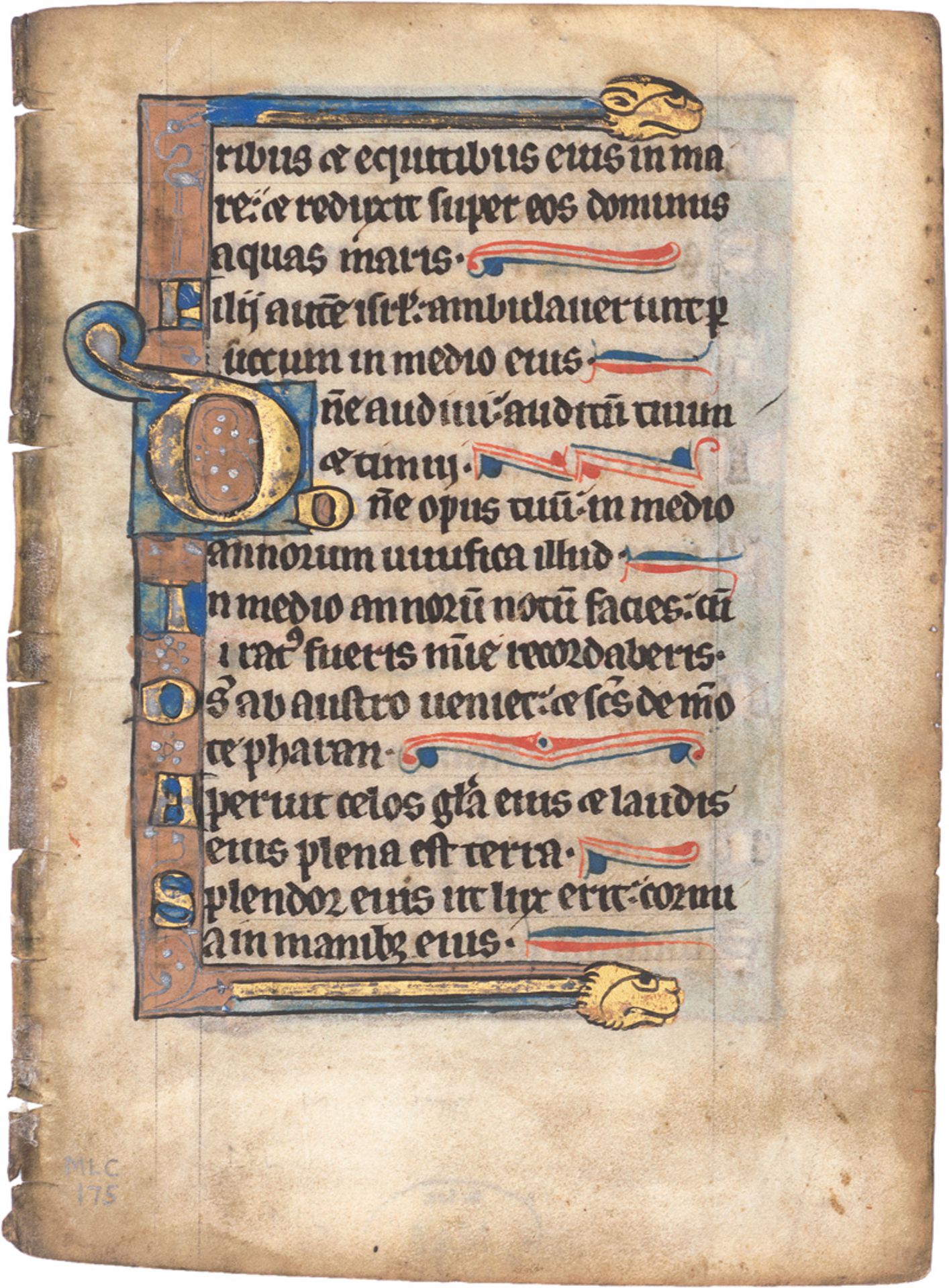 Psalter: Einzelblatt einer hochmittelalterlichen lateinische Hand...