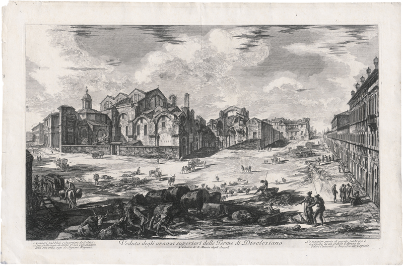 Piranesi, Giovanni Battista: Veduta degli avanzi superiori delle Terme di Diocleziano