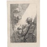 Hutin, Charles François: Maria mit dem schlafendem Christuskind im Wiegestuhl