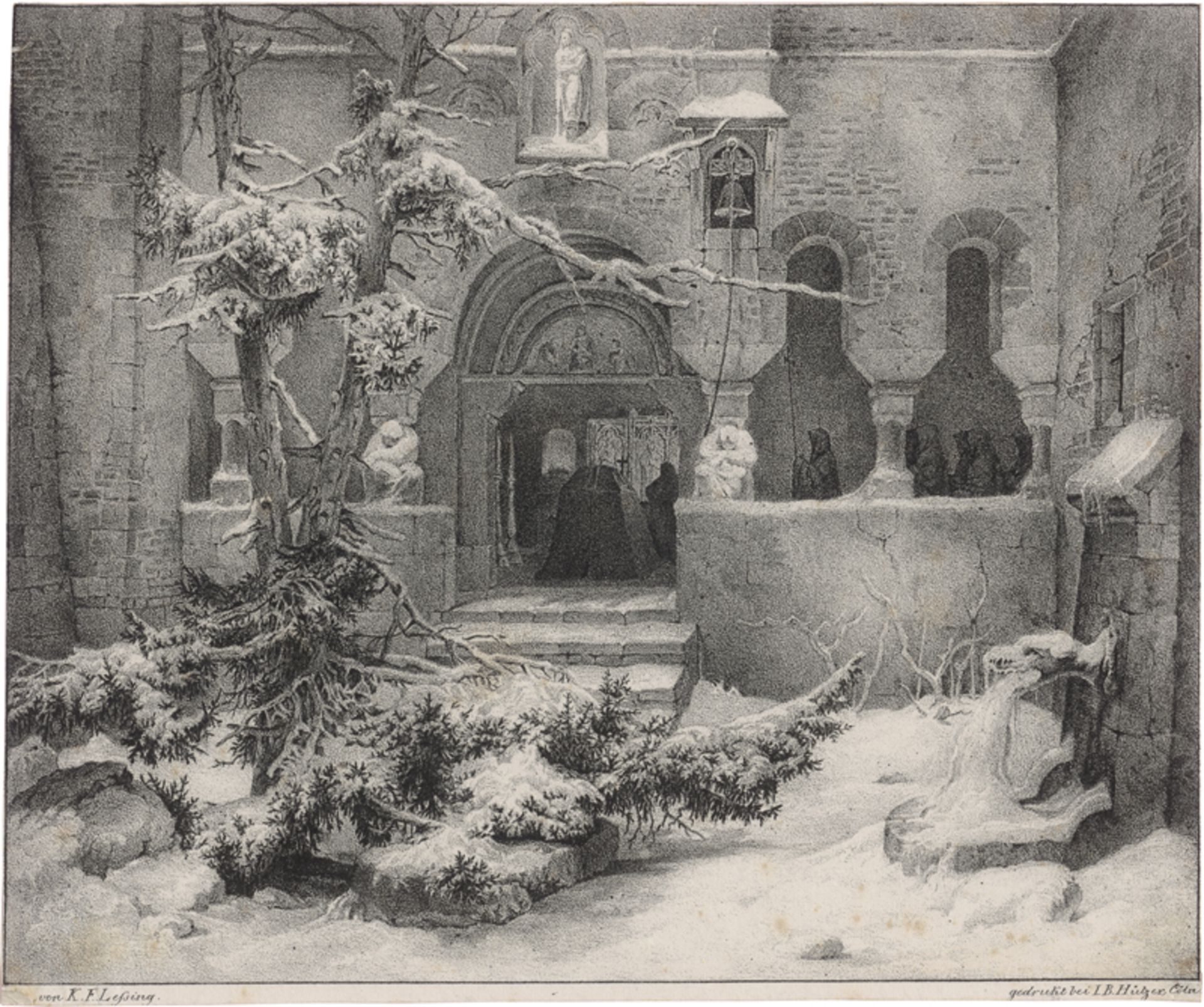 Lessing, Carl Friedrich - nach: Klosterhof im Schnee