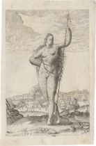 Bry, Jan Theodor de: Piktische Frau mit langen Haaren und Speer