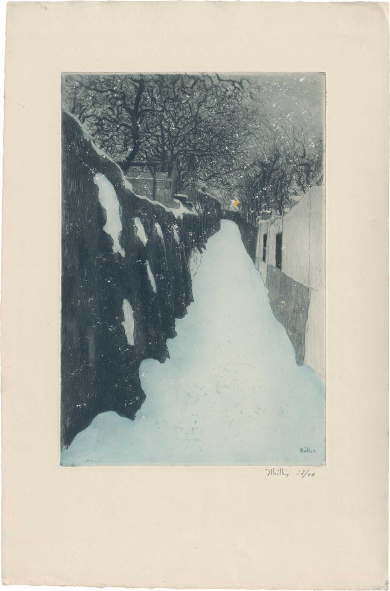 Müller, Alfredo: Montmartre, La rue St Vincent en hiver