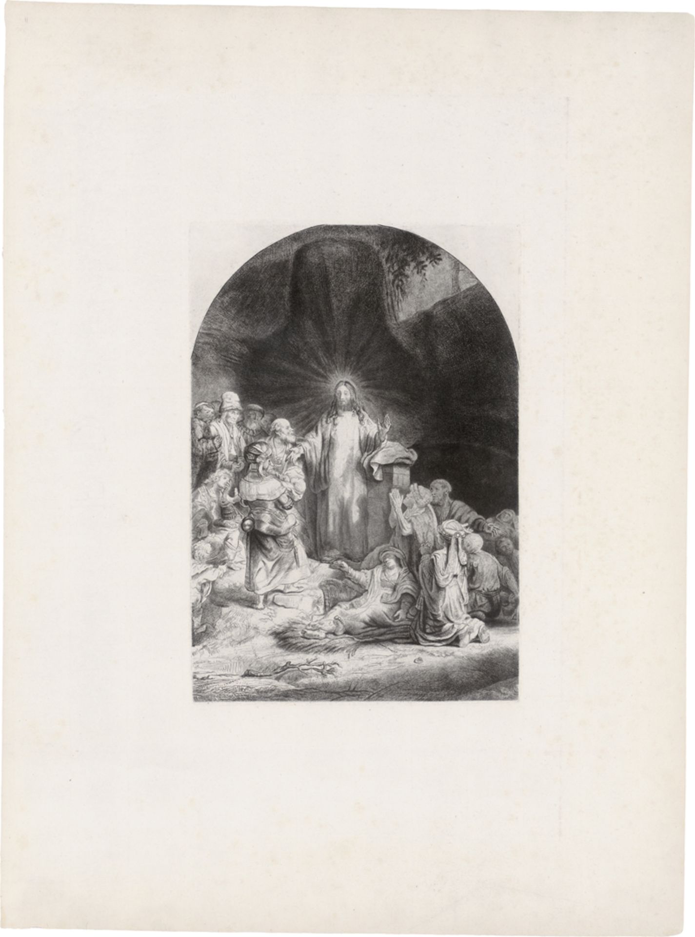 Rembrandt Harmensz. van Rijn: Christus heilt die Kranken, genannt das Hundertguldenbla...