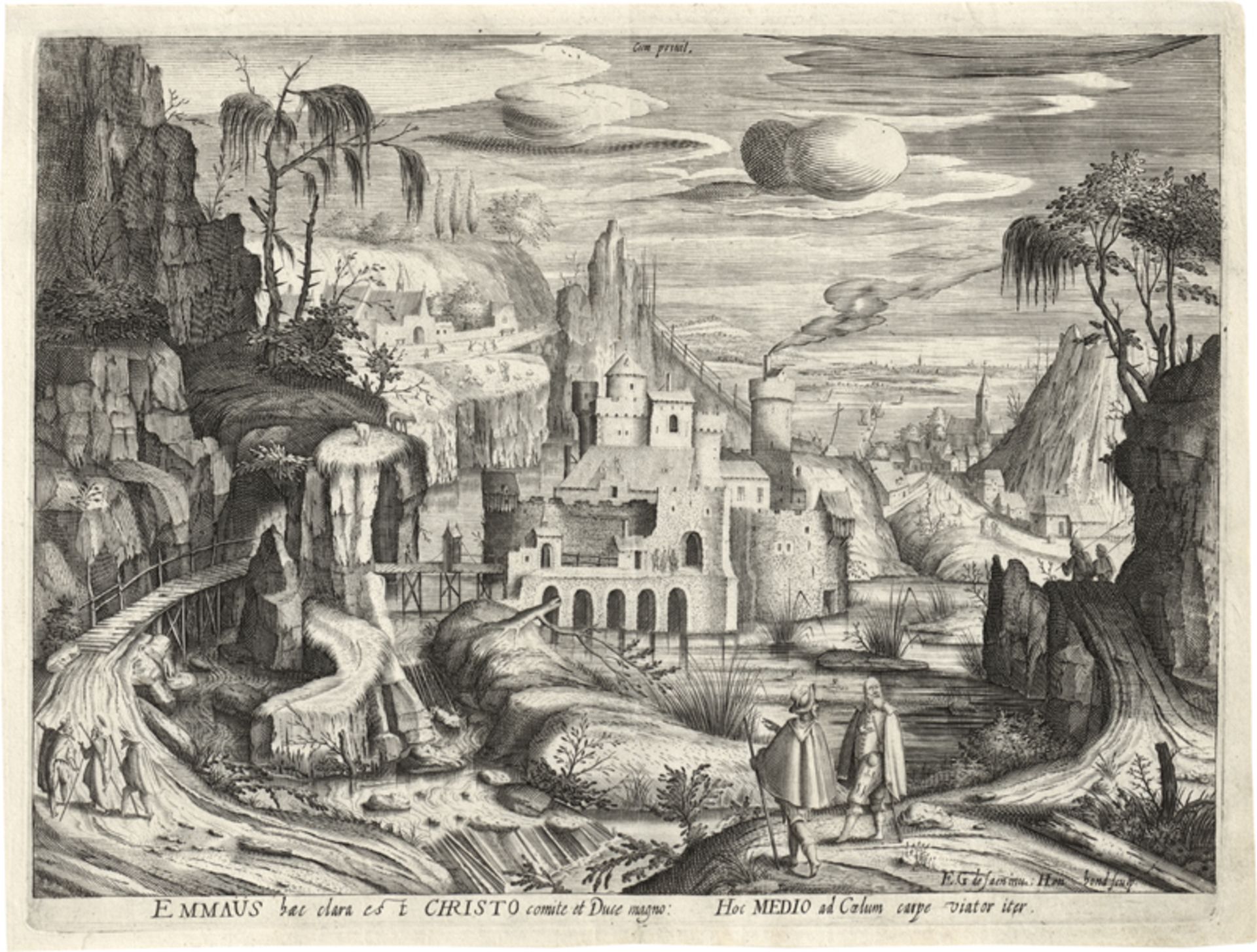Hondius, Hendrick: Landschaft mit Christus und seinen Jüngern auf dem Weg n...