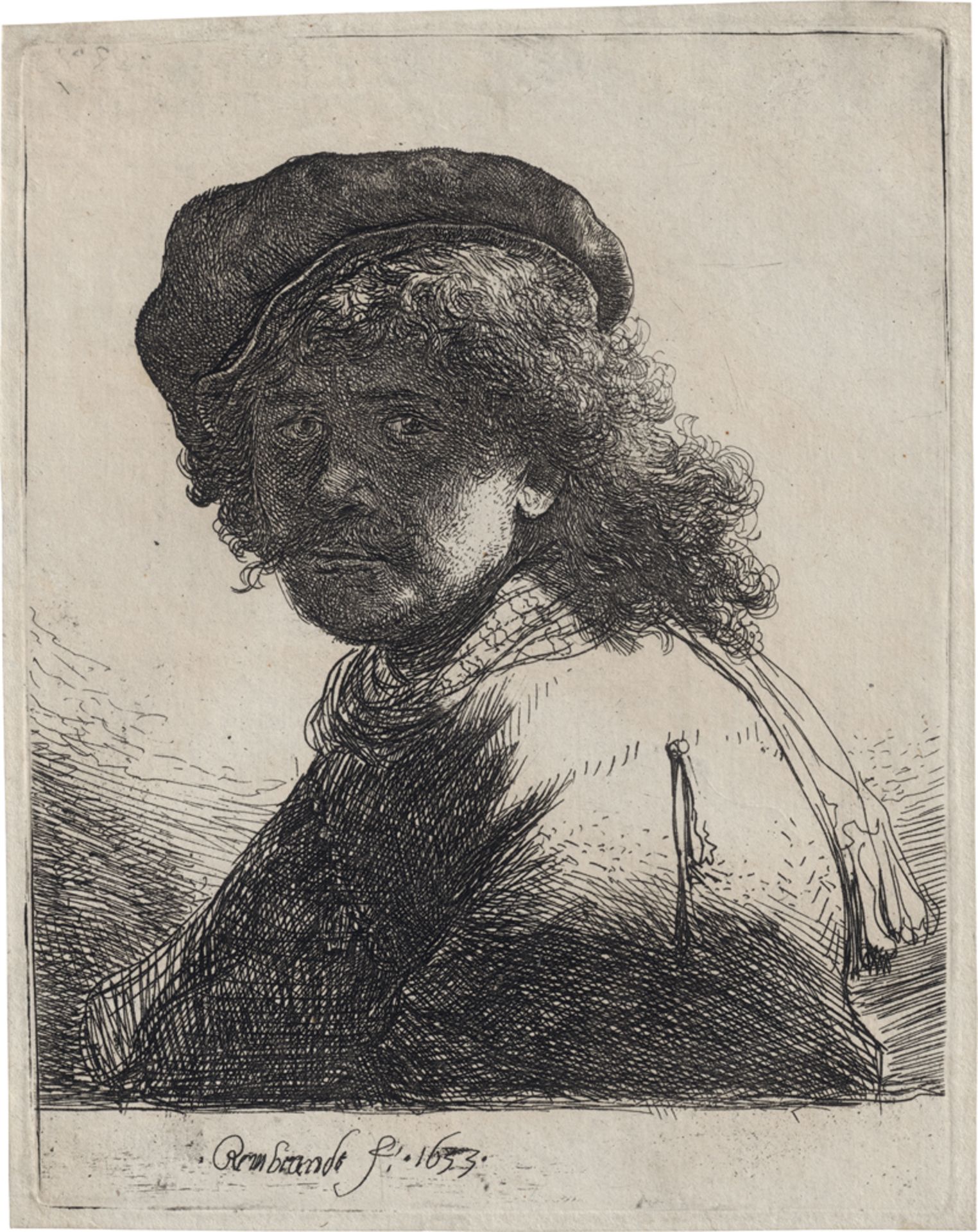 Rembrandt Harmensz. van Rijn: Selbstbildnis mit Schärpe um den Hals