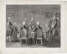 Chodowiecki, Daniel Nikolaus: Ziethen an den der Tafel Friedrich III. schlafend