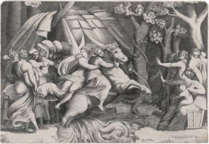 Bonasone, Giulio: Cloelia überquert den Tiber auf dem Rücken eines Pferdes
