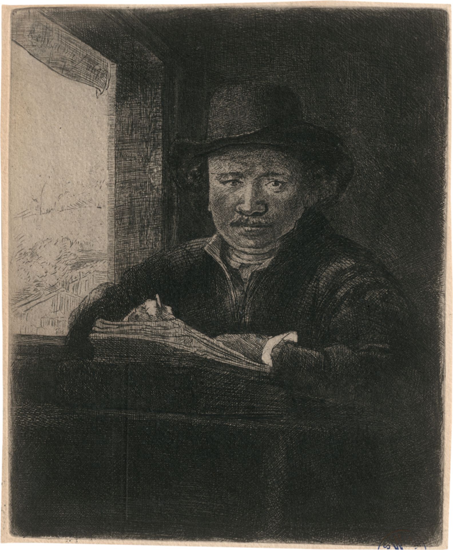Rembrandt Harmensz. van Rijn: Selbstbildnis am Fenster