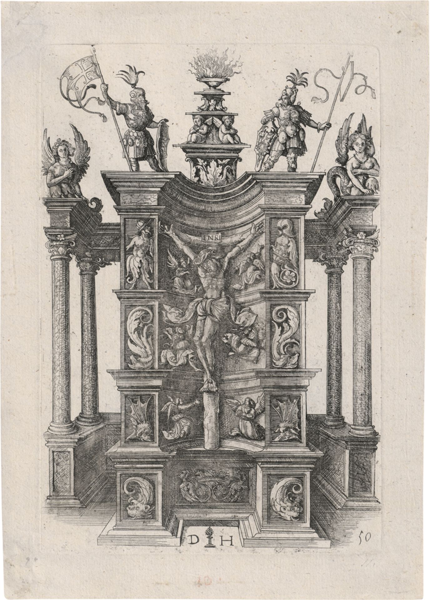 Hopfer, Daniel: Christus am Kreuz in einer dekorativen Altarnische
